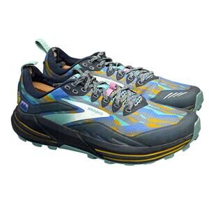 Brooks Cascadia 16 Black Teal Blue Trail Running Athletic Sneaker Shoe Women 9.5